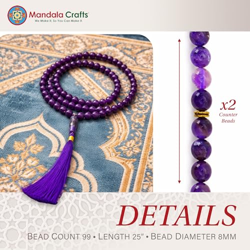 Image of Mandala Crafts Tasbih Muslim Prayer Beads 99 for Men & Women - Islamic Rosary Misbaha Tasbeeh Sibha - Zikr Dhikr Subha Beads for Ramadan Eid Gift