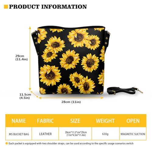 Image of HUGS IDEA Boho Bags for Women Leather Handbag Shoulder Bucket Crossbody Purse