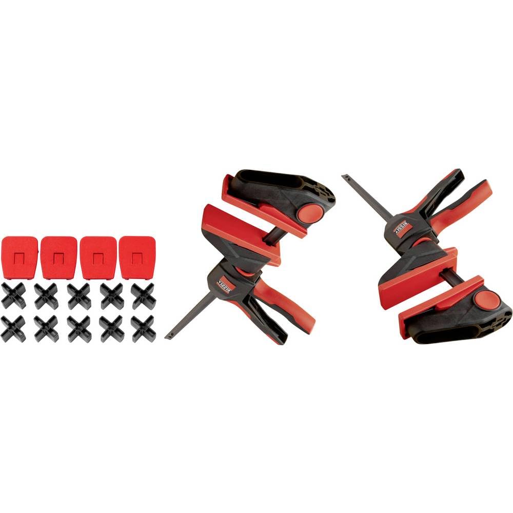 BESSEY EZ360TD-SET zestaw desek tarasowych, 2 x EZ360-45 + 1 x EZ-TD, zestaw promocyjny z podwójnym pakietem zacisków jednoręcznych i 14-częściowym zestawem montażowym do desek tarasowych, waga 2,19