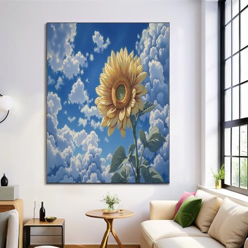 Affiche Tournesols ciel bleu grand format pour habiller un mur vide