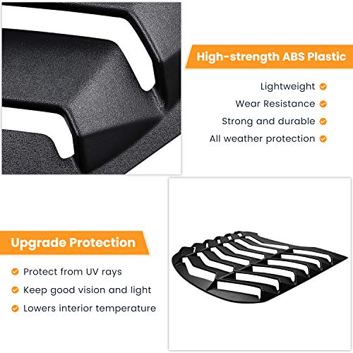 E-cowlboy Rear+Side Window Louvers for Ford Mustang 2015 2016 2017 2018 2019 2020 2021 2022 2023 Windshield Sun Shade Cover Vent GT Lambo Style Exterior Accessories All Weather ABS (Matte Black)