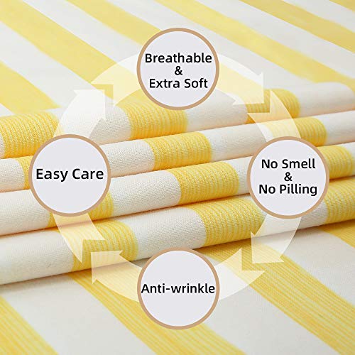 Image of Best Season 4 Piece Stripe Microfiber Stripe Sheet Set - Super Soft Luxury Hotel Deep Pocket, Fade & Wrinkle Resistant Bedding Set (Bright Yellow,Queen Size)