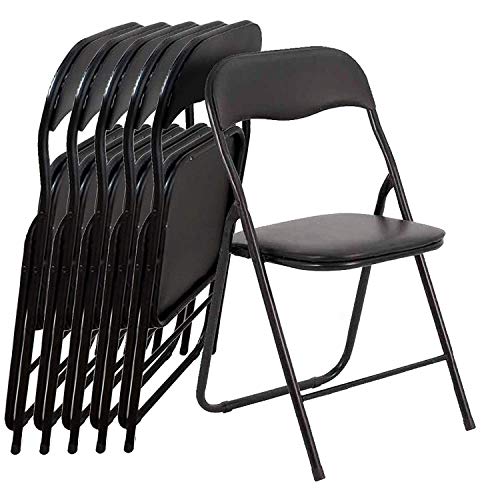EGLEMTEK Set da 6 Sedia Pieghevole Slim Opaca in Metallo - Sedie per Ufficio Casa Campeggio con Comoda Seduta Imbottita (78 x 44 x 44 cm)