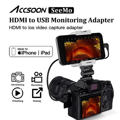 Image of Accsoon SeeMo HDMI Video Transmission System for i-Phone iPad 4K30 fps /1080 60fps Turn iOS into Camera Field Monitor for Video Monitoring /Recording /Reviewing /Sharing /Professional Video Production