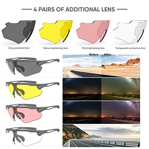 Image of Cycling Glasses, TR90 Unbreakable Frame Polarized Anti-UV400 Sports Sunglasses