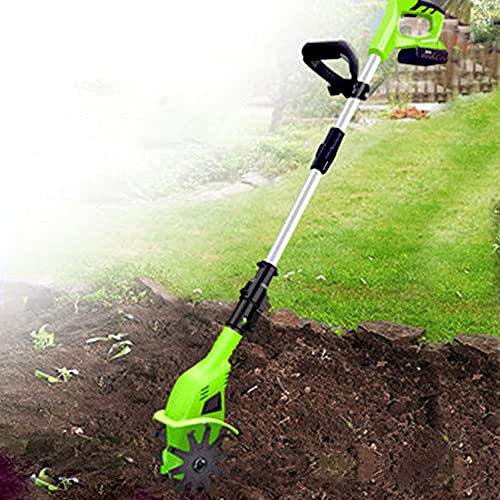 UWYTGF Garden Tiller,Cordless Electric Tiller & Rotavator, Wireless Electric Tiller/Cultivator, 25Cm Tilling Depth, Adjustable Handle, Portable Scarifier Tillers, Ideal Cultivator