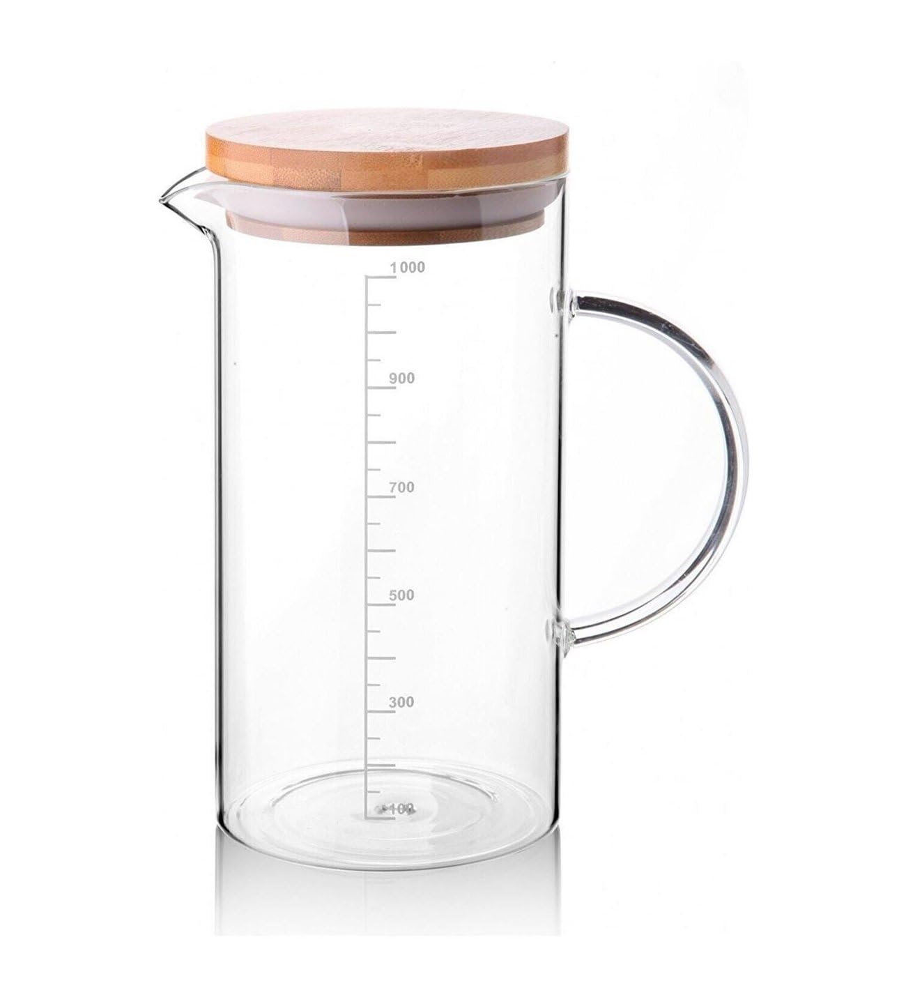 Deconox 1000ml Bambu Kapaklı Cam Ölçü Kabı