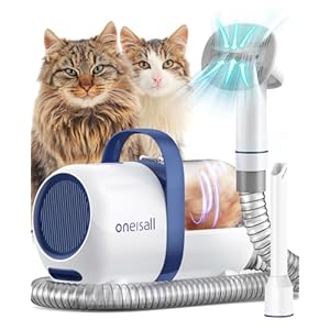 oneisall Cat Vacuum Brush for Shedding Grooming, Low-Noise Pet Grooming Vacuum for Cats Long Short Haired, Cat Grooming Brush for Loose Fur and Undercoat, Pet Hair Removal Between Seasons