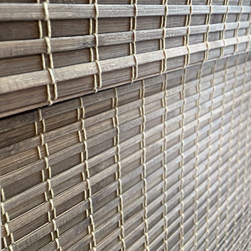 Mood Custom Bamboo Shades | Rustic | Top Down Bottom Up Cordless | Natural Woven Wood Roman Shades For Windows | Rustic Oak (Great Privacy) | Custom Size #TOP4