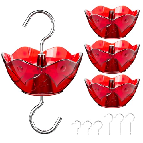 Ant Moat for Hummingbird Feeders 4 Pack 3 oz Hummingbird Feeder Ant Guard Accessory for Outdoor Use with Stainless Steel Hooks Red