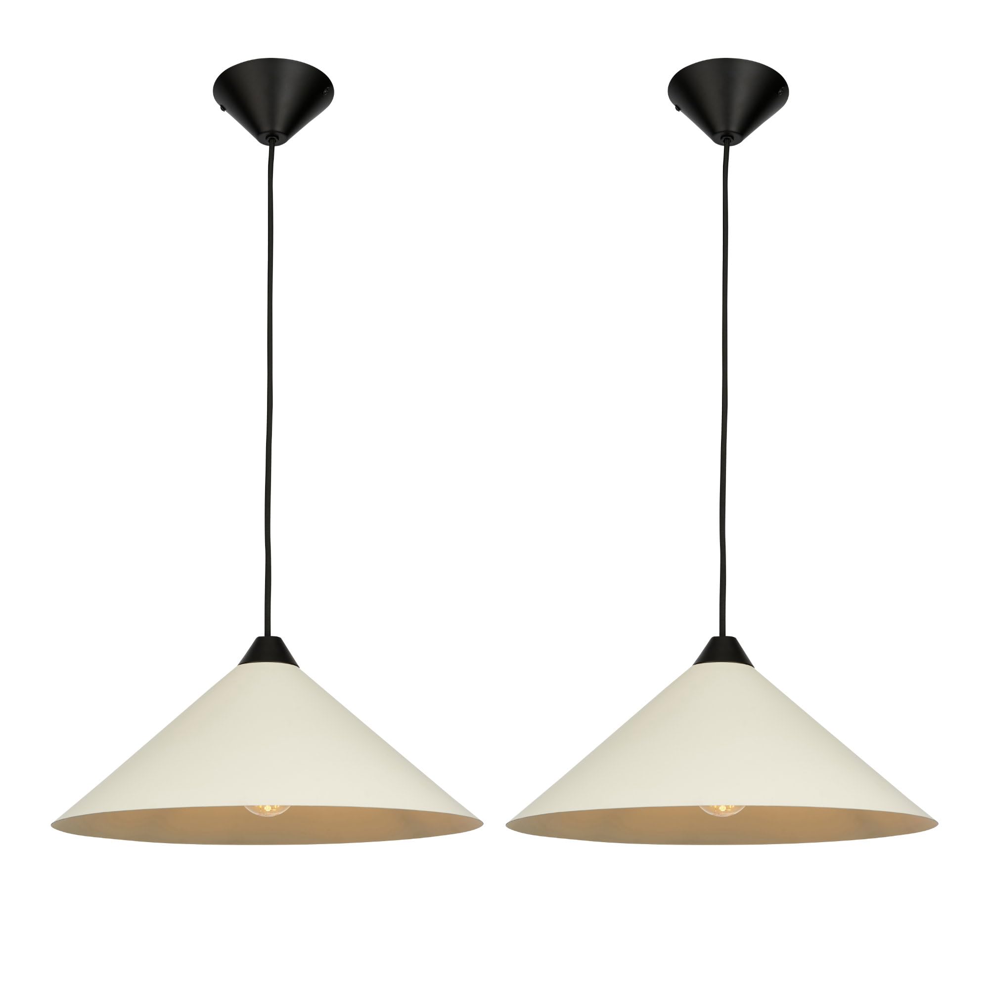 firstchoicelighting Set of 2 Taupe Beige Ceiling Pendant Lights, Modern Kitchen Dining Island Lighting, Diameter 40cm, Height Adjustable