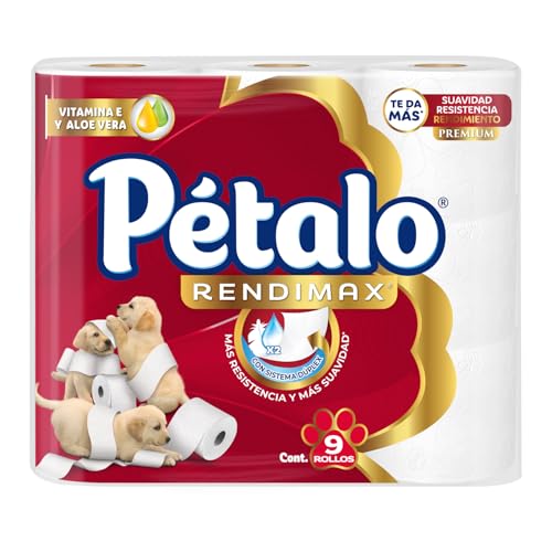 Pétalo Rendimax, Papel Higiénico Maxi Rollo, 9 Piezas Con 455 Hojas Dobles