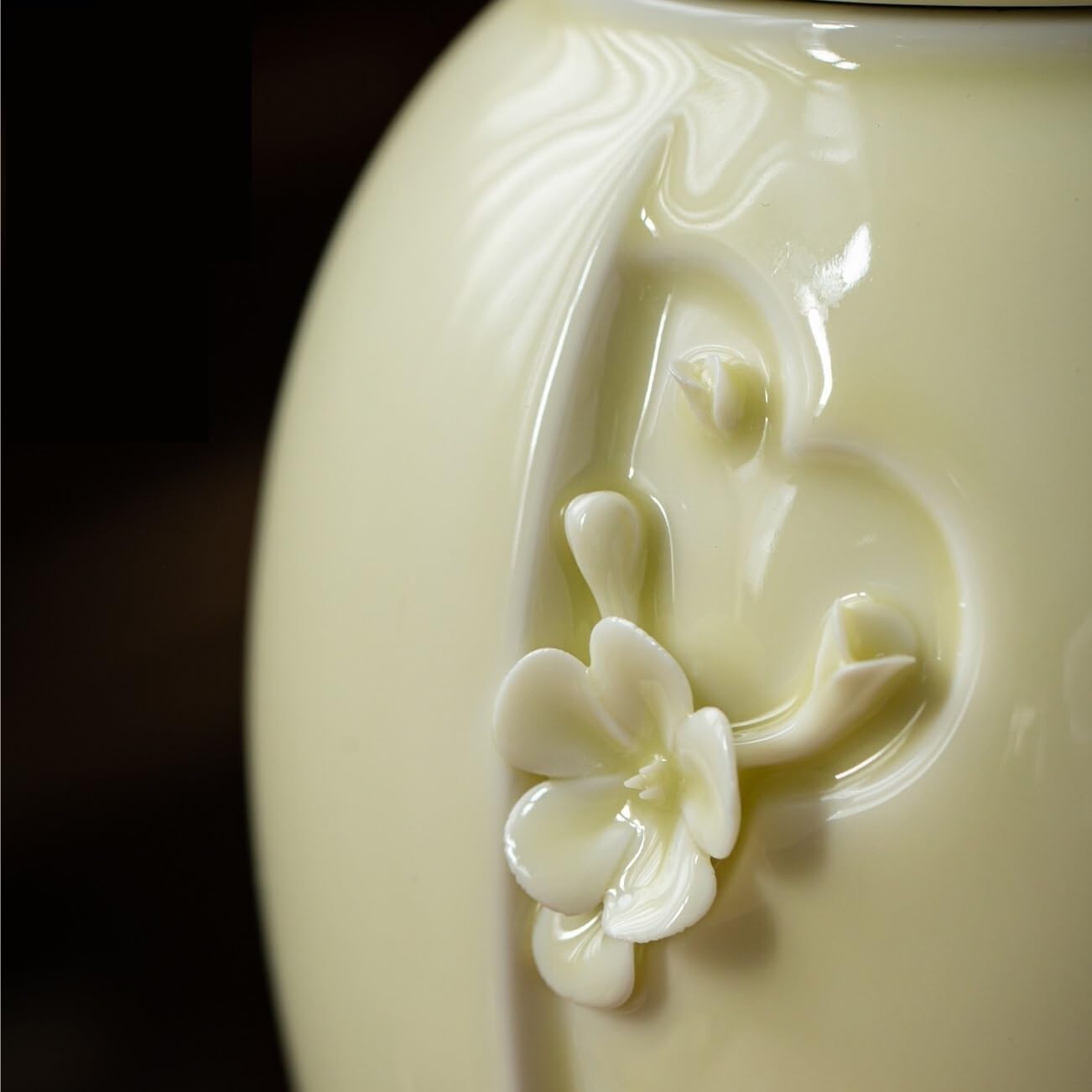 LYGSWDB Słoik na cukier Ręcznie wyrabiany kwiat Ceramiczny słoik do przechowywania herbaty Seledyn Luźna herbata Słoik na herbatę Słoik do przechowywania żywności w kuchni Zapieczętowany słoik