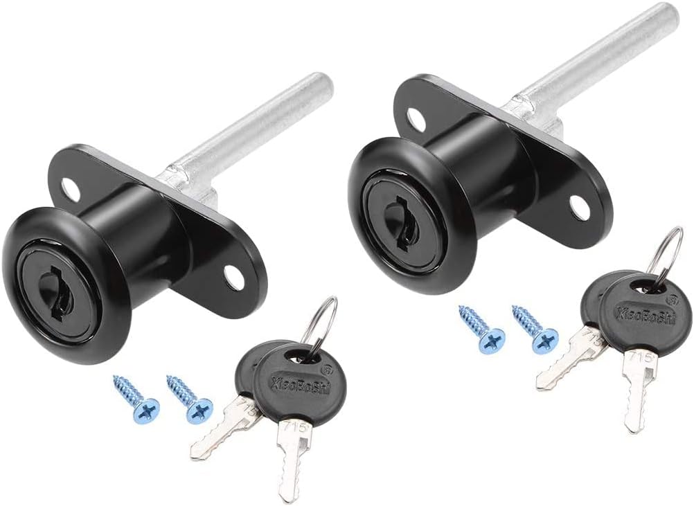 Drawer Desk Wardrobe Cabinet Plunger Lock, 5/8" Cylinder Diameter 13/16" Length, Zinc Alloy Black Surface 2Pcs