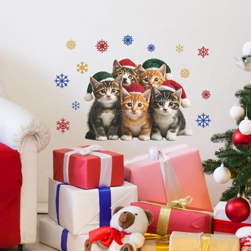 Vinilos decorativos Achang gatos navideños acuarela miniatura 3