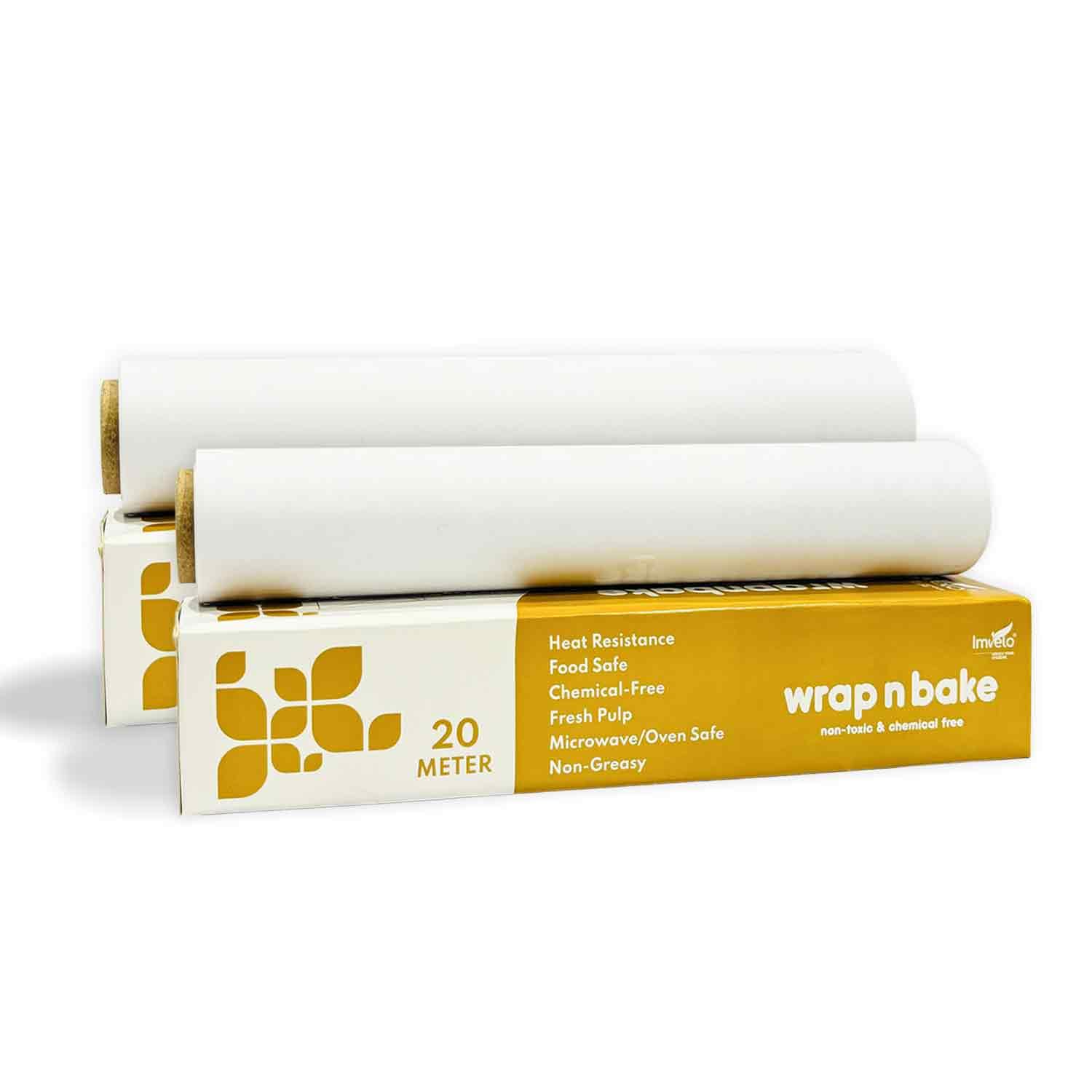 Food Wrapping Roll | Chemical Free | Non Printed | Non- Stick, Oilproof | Food Wrap Paper Roll for Roti, Sandwich, Snacks | Eco-Friendly (16M Pack of 2)