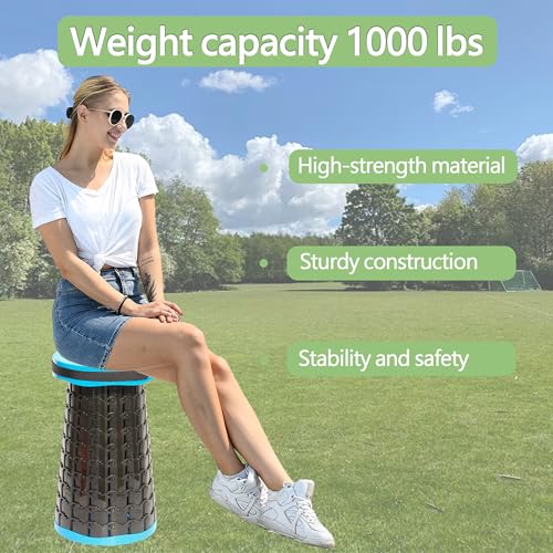 Image of ALEVMOOM Upgraded XXL Collapsible Stool with Thick Cushion 19.7 inch,1000lbs Max Weight,Wider & Taller Pop Up Seat, Heavy Duty Portable Retractable Folding Chair or Travel Foot Rest for Camping & Outdoors