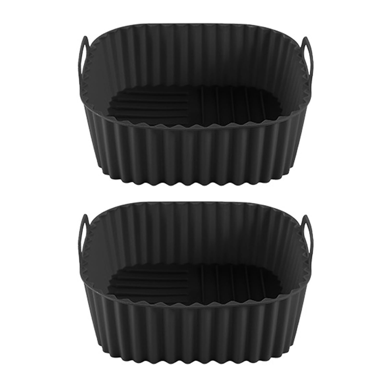 Silicone Air Fryer Basket Tray Reusable Silicone Liners for Air Fryer Cooking Pan Replacement of Parchment Liner Paper Black 2pcs