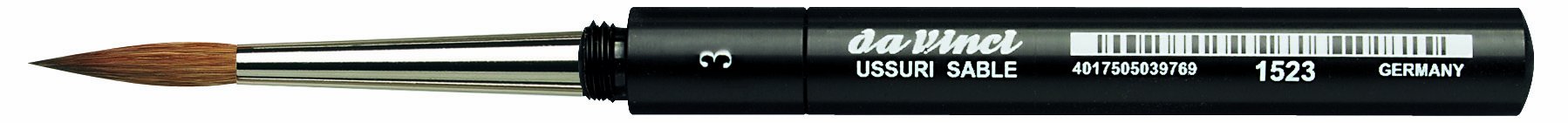 da Vinci Travel Series 1523 Watercolor Brush, Round Russian Red Sable with Protective Case Handle, Size 3