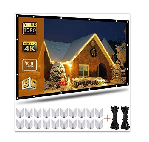 120 Inch Projection Screen 16:9 HD Portable Widescreen Foldable Anti-Crease Indoor Outdoor Indoor Projector Movies Screen for Home Theater Support Double Sided Projection (120 inch)