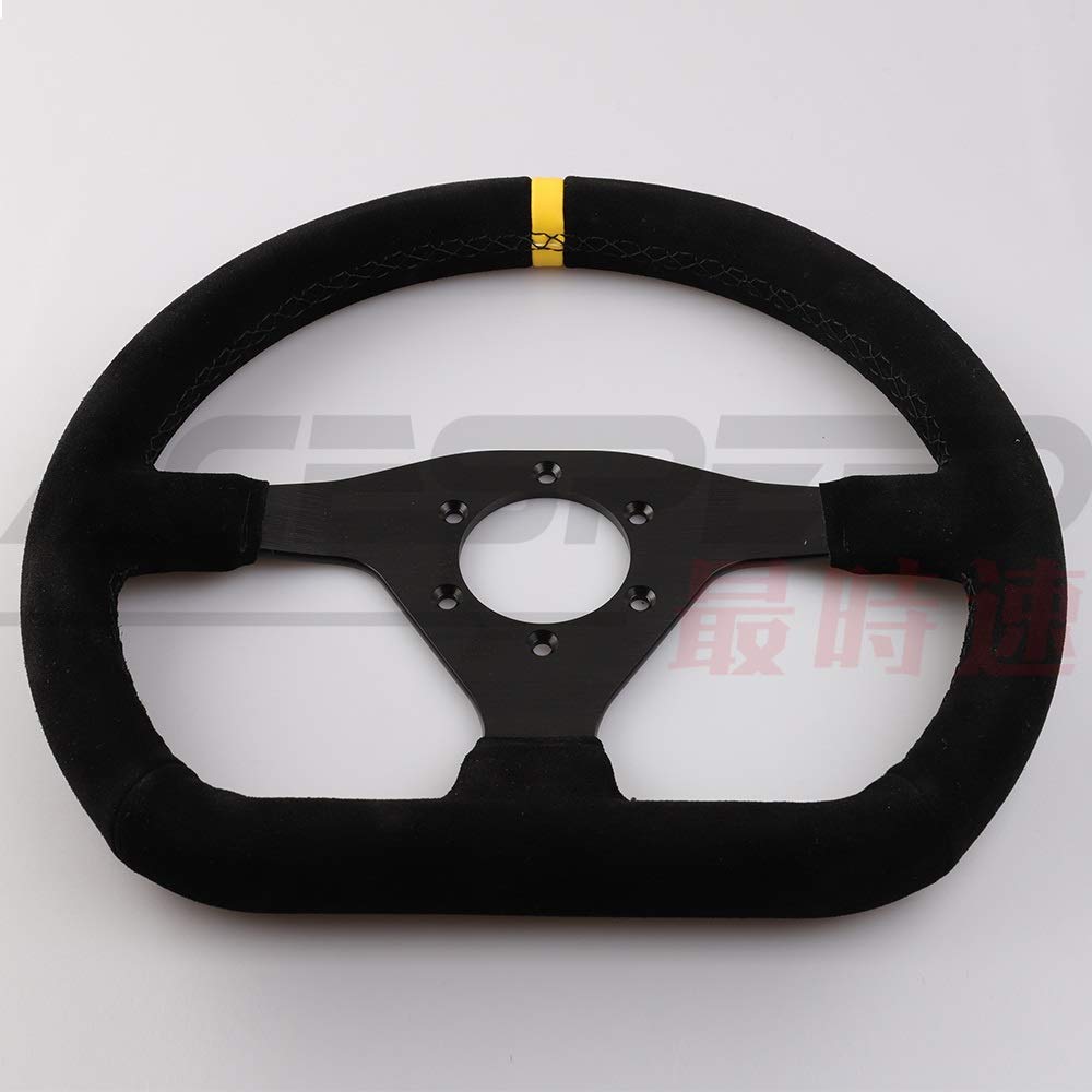 Volante da Corsa Corsa Drift Camoscio volante Stringa nera 320/12.5Inch Telaio in alluminio ruote Steeing