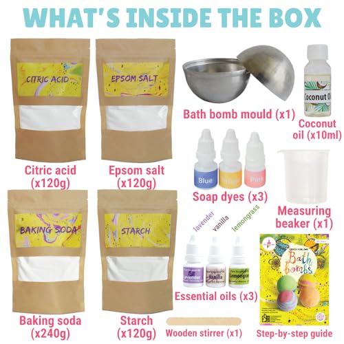 Image of Kalakaram DIY Bath Bomb Making Kit for Kids | STEM Science Experiment & Learning Kit, Educational Birthday Gift for Boys & Girls Ages 8, 9, 10,11,12, 13,14 | Creative Activity for Young Scientists