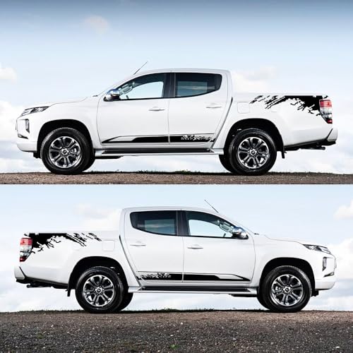 Image of Car Decal Bed Mud Splash Kit Graphic Decal Self-Adhesive Adjustable Gloss Sports Stripe car Sticker Decorative for Pickup Truck Body Sticker taildoor Vinyl Decal Accessories 4PCS(Black)