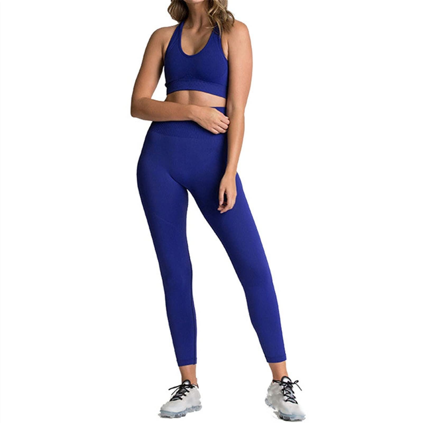 Damski strój sportowy do jogi, dres treningowy, zestaw do treningu dla kobiet, 2 sztuki, wysoki stan, legginsy do jogi, zestaw sportowy biustonosz bez ramion, Crop Top Gym odzież bezszwowa do fitnessu, dres do joggingu