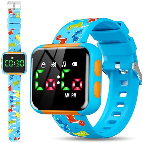 Etuwoe Potty Training Watch for Kids: Water Resistant Potty Watches for Toddler Boys Adjustable Volume Rechargeable Toilet Reminder Dinosaur Toddler Watch Birthday Gifts for 2 3 4 Year Old Boy(Blue)