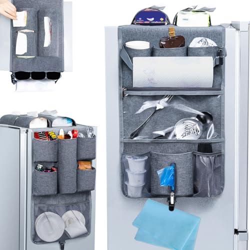 FRECOLSH Mini Organizer 65' x 12.5' - Over Fridge Storage Organizer With 16 Pockets - Holds Pantry Goods, Utensils & More Office or Dorm Essentials