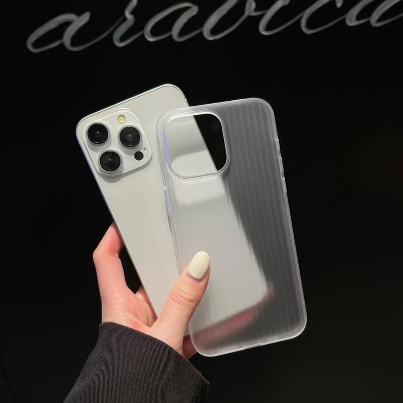 Image of COVERLY Frosted Matte Clear Lining Case for iPhone 12 Pro | Ultra Thin Translucent Stripes Pattern Drop Resistant Slim Sleek fit Smoke Hard PC + TPU Back Cover Compatible with Apple iPhone 12 Pro