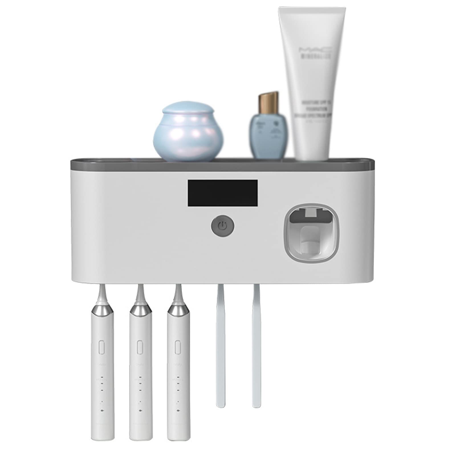 Desinfectante UV, soporte para cepillo de dientes montado en la pared con función de esterilización, desinfectante para cepillo de dientes eléctrico, secado al aire, organizador de baño, recargable