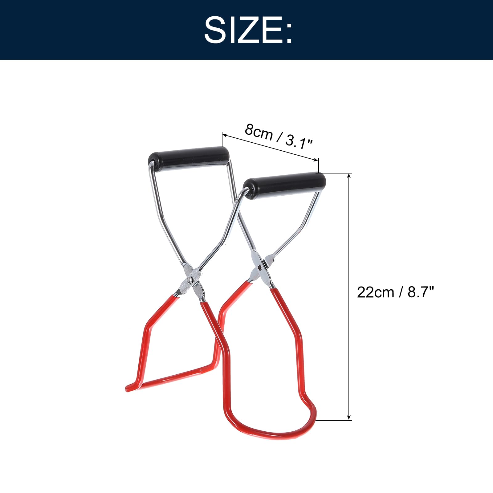 uxcell 1Pcs Canning Jar Lifter Tongs Stainless Steel Jar Lifter with Plastic Grips Canning Supplies for Home Kitchen Red