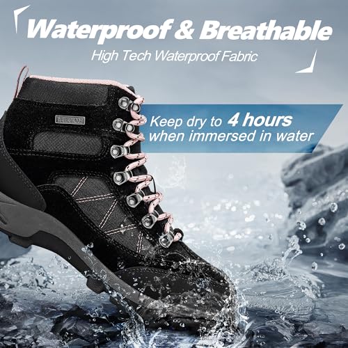 Image of R CORD Hiking Boots Women Waterproof Womens Hiking Boots for Outdoor Trekking Camping Trail Outdoor Hiking Shoes for Women