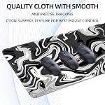 Fluid Pattern Gaming Mouse Pad for Desk,Desk Mat with 3mm Non-Slip Base,Large Mouse Pad Gaming Mousepad,Waterproof Mouse Mat Desk Pad with Seamed Edges,31.5x11.8In Mousepad for Gaming,Home,Black-Gray - Image 5