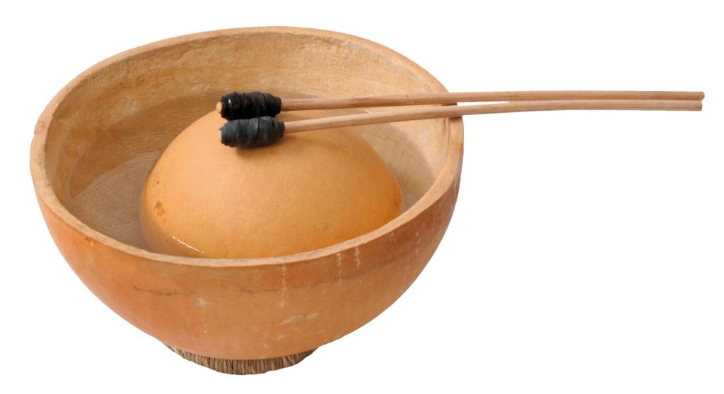 Wassertrommel Mali Ø 40-45cm Kürbis Standring Water Drum inkl. Sticks Percussion