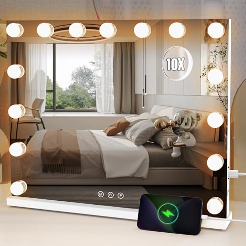 19 x 23 Lighted Hollywood Vanity Mirror with 10X Magnification