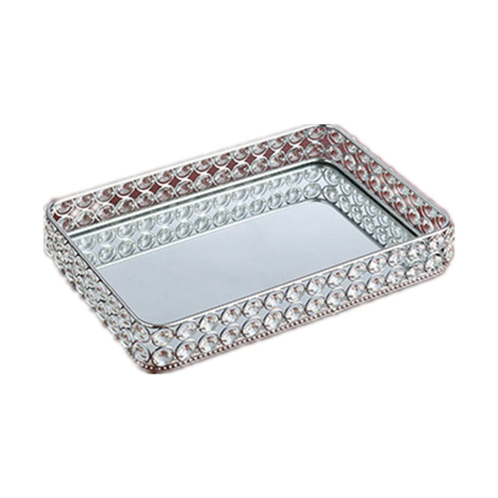 Bandeja de espejo para decoración del hogar, almacenamiento rectangular de cosméticos y joyas, diseño elegante para organizar accesorios