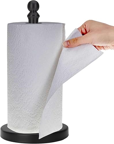 Miniatura 8 de Soporte para toallas de papel, soporte de rollo de papel de pie para cocina y baño, con base pesada para operación con una sola mano (dorado)