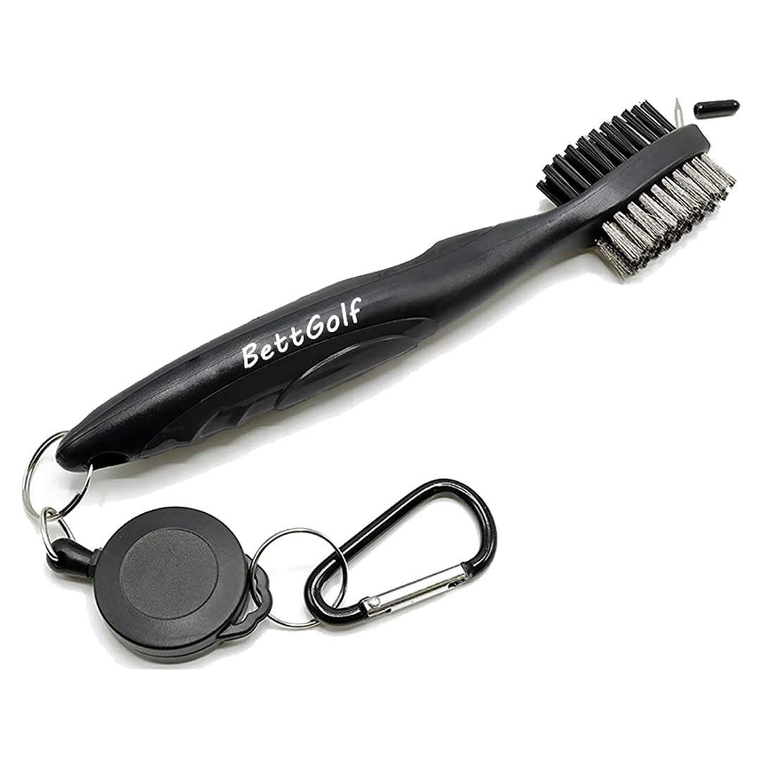 Golf Club Brush and Groove Cleaner Brush Brushes in 3 for Golf Shoes/Golf Club/Golf/Golf Groove, Attach 2 feet Retractable Zip-line Aluminum Carabiner