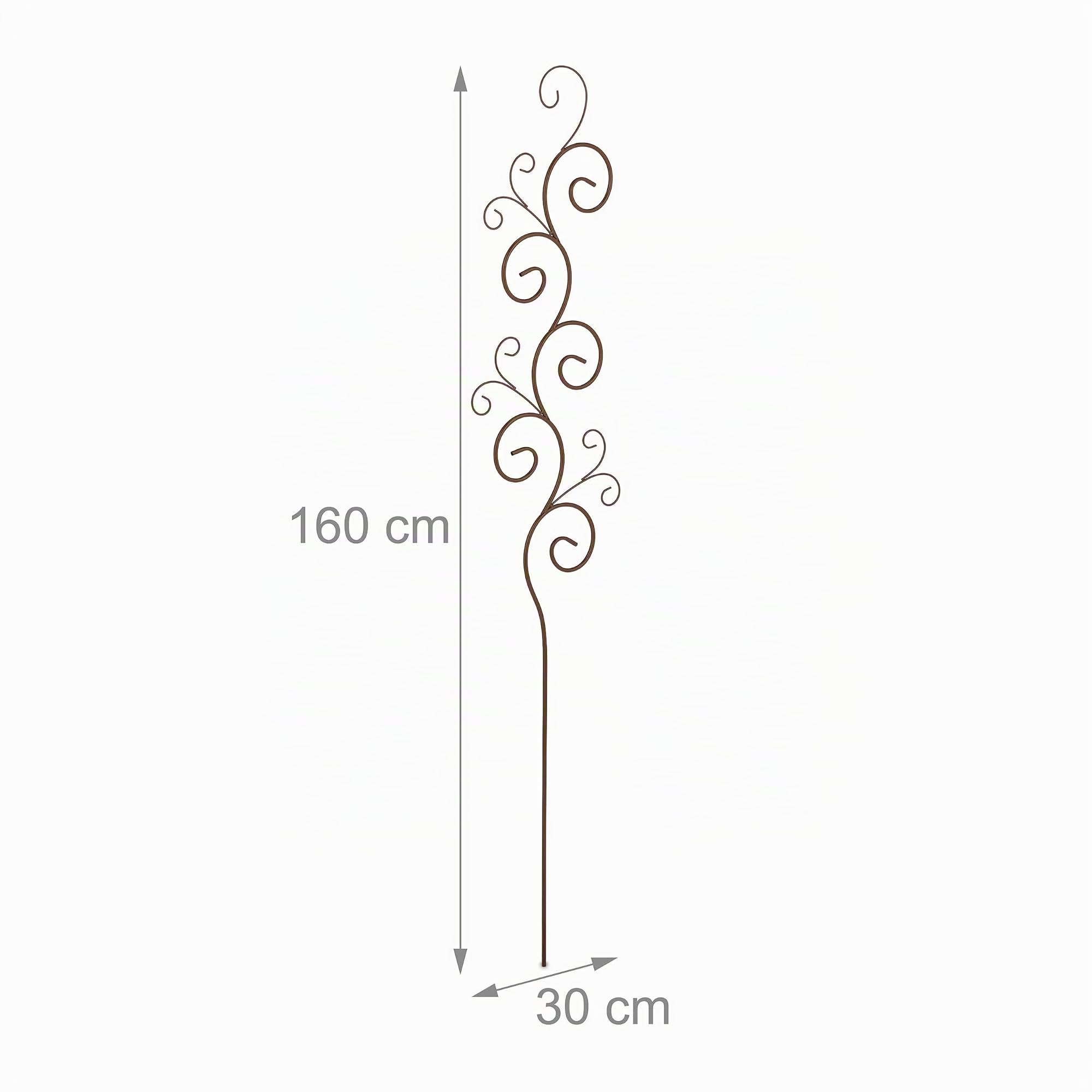 Relaxdays Tutor Plantas, Set de 2, Guías Trepadoras, Diseño Ondulado, 160 x 30 cm, Soportes Rosales, Metal, Marrón
