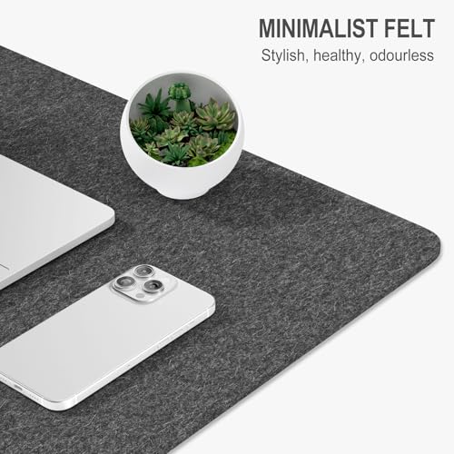 Image of Auhoahsil Felt Desk Mat, Minimalist Large Mouse Pad XXL 35.5 x 15.7 in, Desk Matt for Desktop, Keyboard, Laptop, Computer, Office, Work from Home, Gaming, Gray