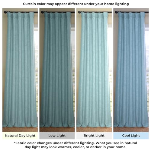 Image of HPD Half Price Drapes - Faux Linen Curtains for Living Room (1 Panel) - 100W X 120L - Extra Wide Textured Room Darkening Curtains for Bedroom 120 Inches Long - Drapes for Home Decor, Sea Thistle