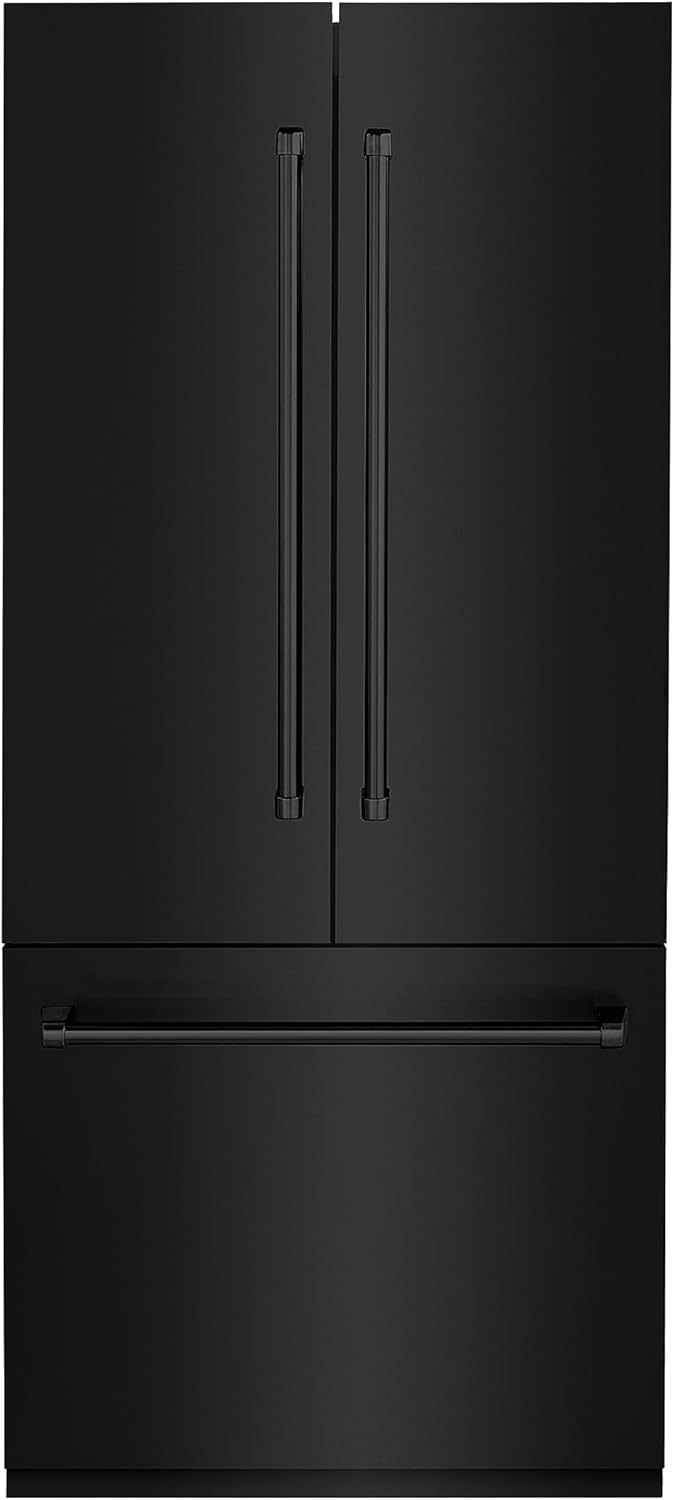 ZLINE 36" 19.6 cu. ft. Built-In 3-Door French Door Freezer Refrigerator with Internal Water and Ice Dispenser in Black Stainless Steel
