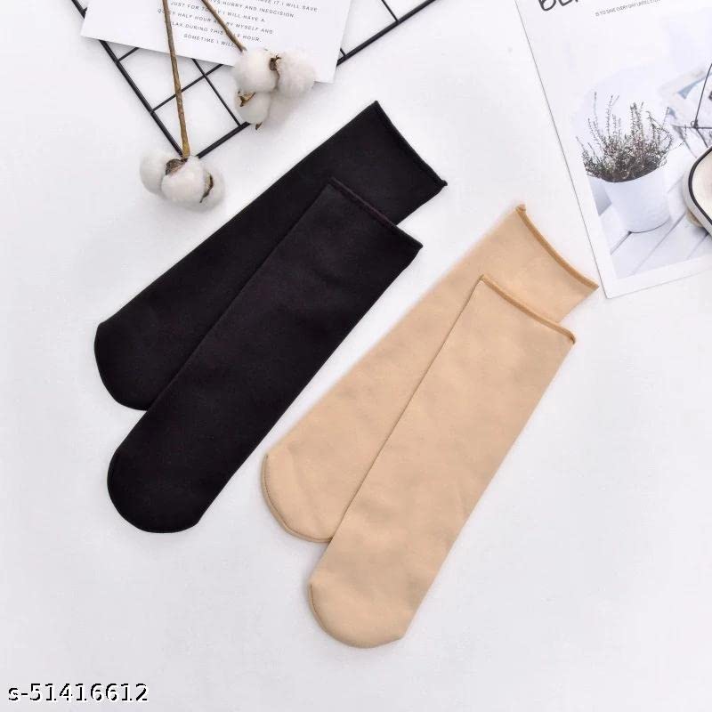 NICSY Winter Women & Girls Socks Thermal fur inside Velvet Ankle length Christmas Winter Socks Multicolor Snow Socks For Women (Multicolor 4pair) 1
