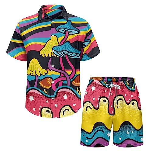 Coloranimal Men's Button Down Shirt and Shorts Set of 2 Piece Summer Tracksuits Short Sleeve Casual T Shirt S-3XL2