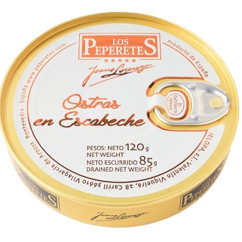 Ostras en Escabeche Los Peperetes – Conserva Gourmet Premium | Marisco Artesanal de Galicia | Receta Tradicional | Lata de Lujo Exclusiva