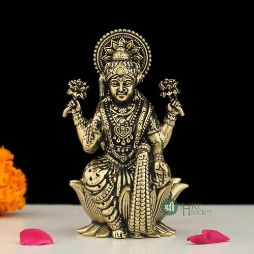 Image of INDICAST Handcrafted Brass Goddess Laxmi Statue for Home Temple | 2.5 inch Maa Lakshmi Figurine Idol Murti Sacred Symbol of Wealth | Perfect for Rituals & Gifting (Weight- 70gm)