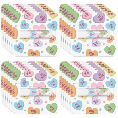 Image of 24 Pcs Valentine Lip Balm Bulk Gifts for Girls, Party Favors, Classroom Rewards, Travel Size Lip Moisturizer, Pride Month Exchange Bridal Pink Heart True Love
