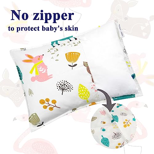 Image of ALVABABY Toddler Pillowcases 2 Pack Organic Cotton Fit 13 inchx 18 inch or 12 inchx16 inch Kids Pillow Cover Envelope for Girl Boy Travel(Pillowcase Only)